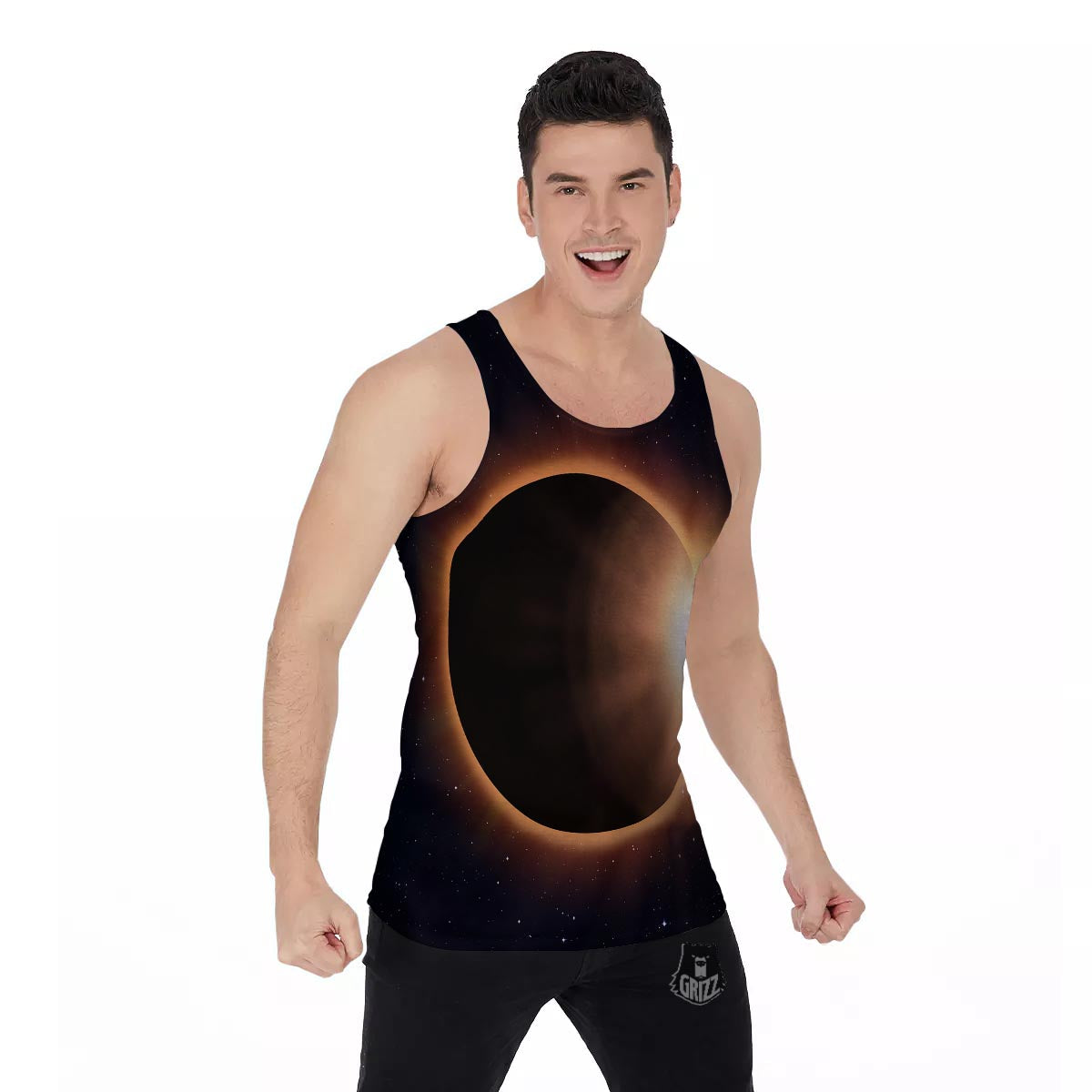 Eclipse Total Solar Print Men's Tank Top-grizzshop