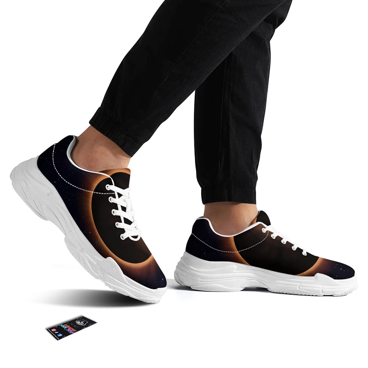 Eclipse Total Solar Print White Chunky Shoes-grizzshop