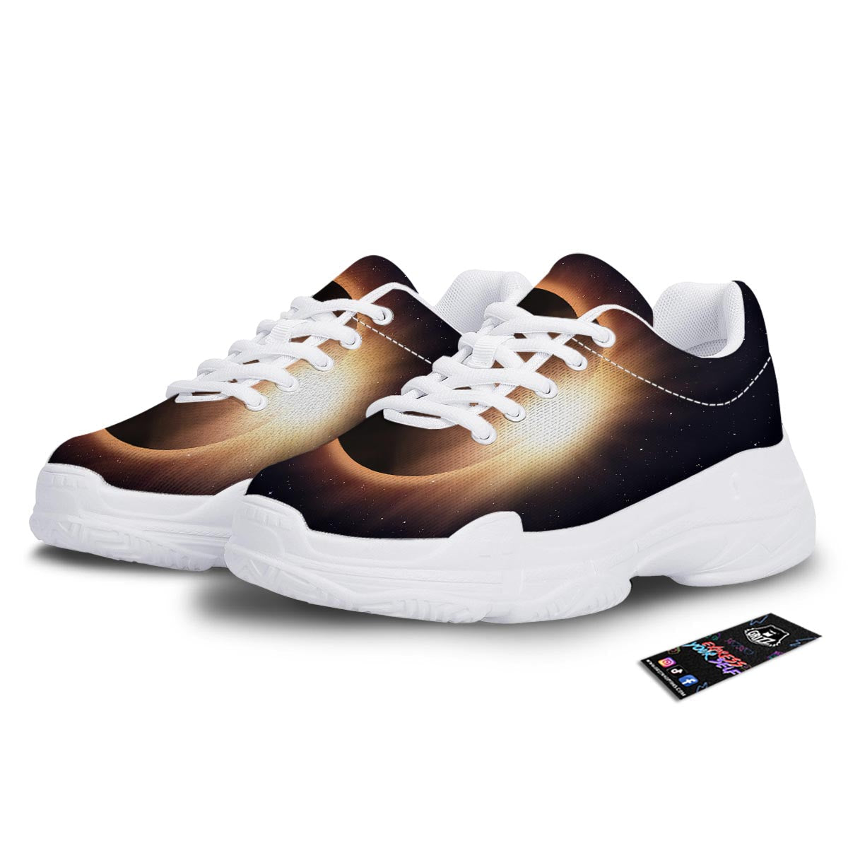 Eclipse Total Solar Print White Chunky Shoes-grizzshop