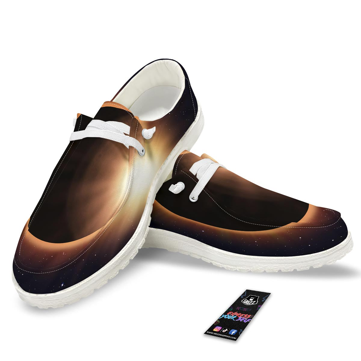 Eclipse Total Solar Print White Loafers-grizzshop