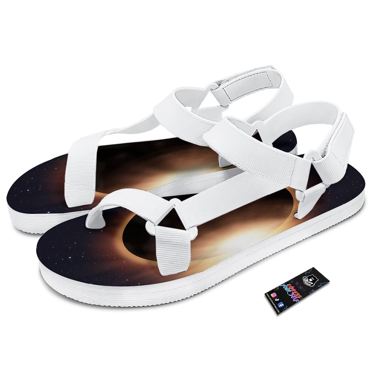 Eclipse Total Solar Print White Open Toe Sandals-grizzshop