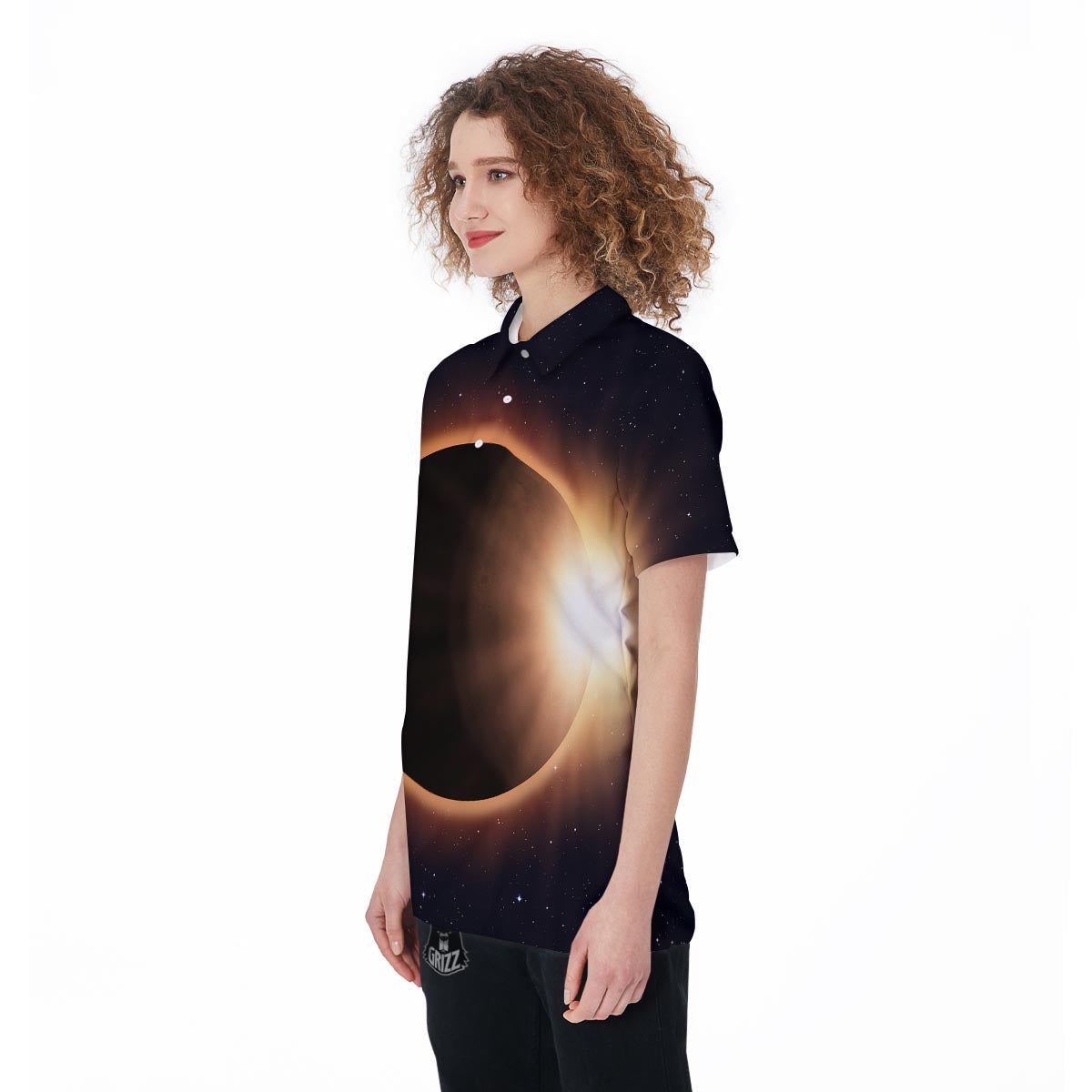 Eclipse Total Solar Print Women's Golf Shirts-grizzshop