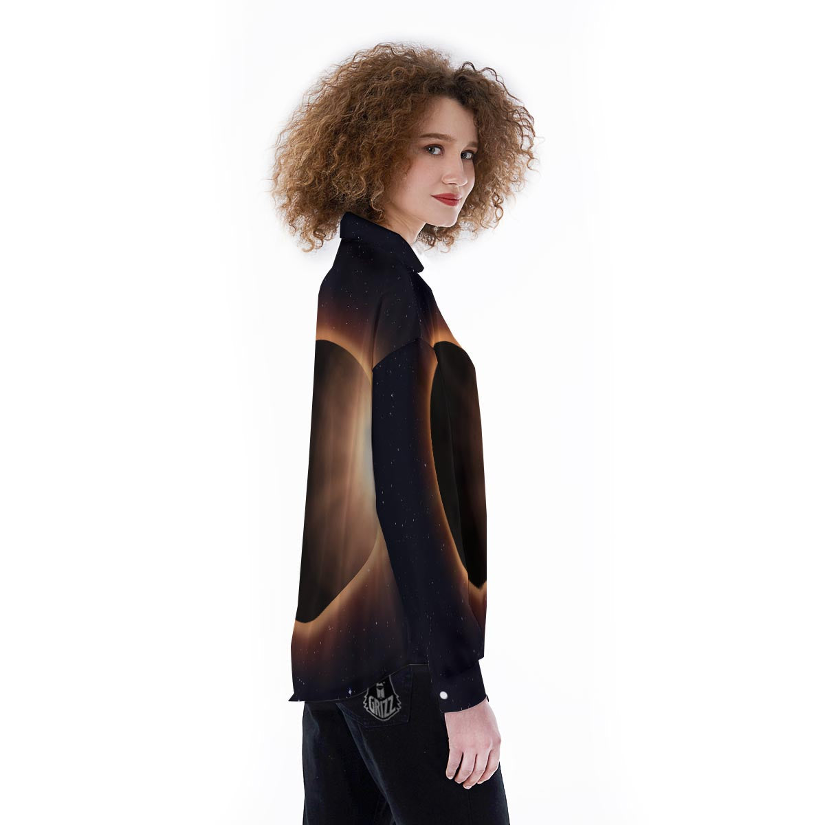 Eclipse Total Solar Print Women's Long Sleeve Shirts-grizzshop