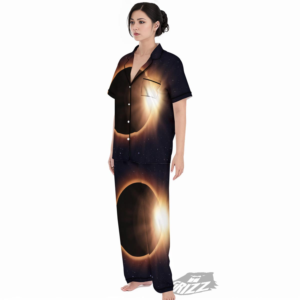 Eclipse Total Solar Print Women's Pajamas Set-grizzshop