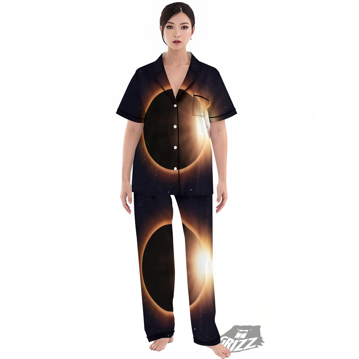 Eclipse Total Solar Print Women's Pajamas Set-grizzshop