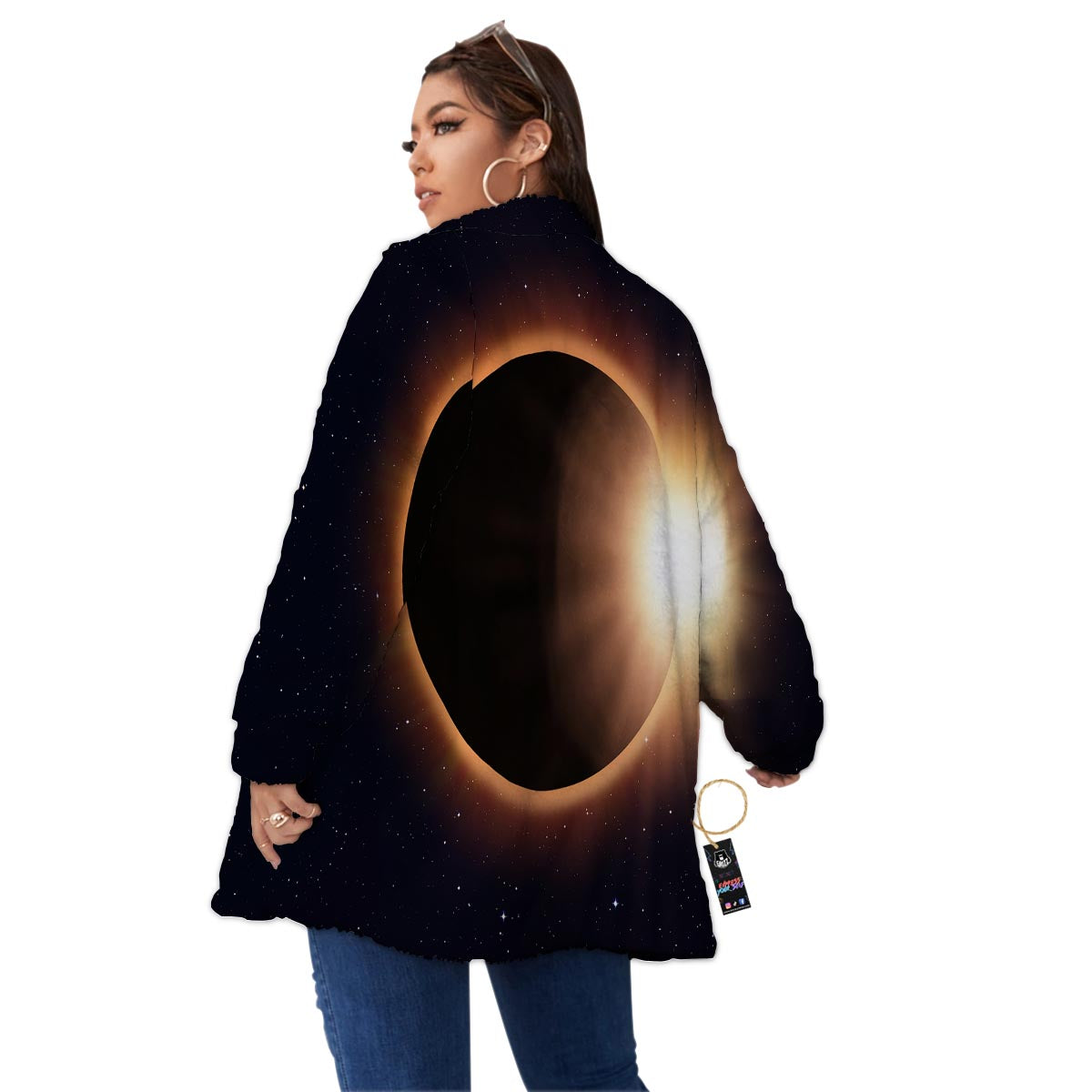 Eclipse Total Solar Print Women's Sherpa Jacket-grizzshop