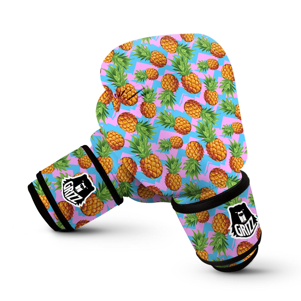 Edm Pink Pineapple Print Boxing Gloves-grizzshop