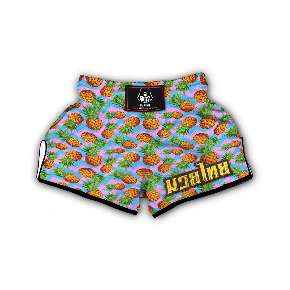 Edm Pink Pineapple Print Muay Thai Boxing Shorts-grizzshop