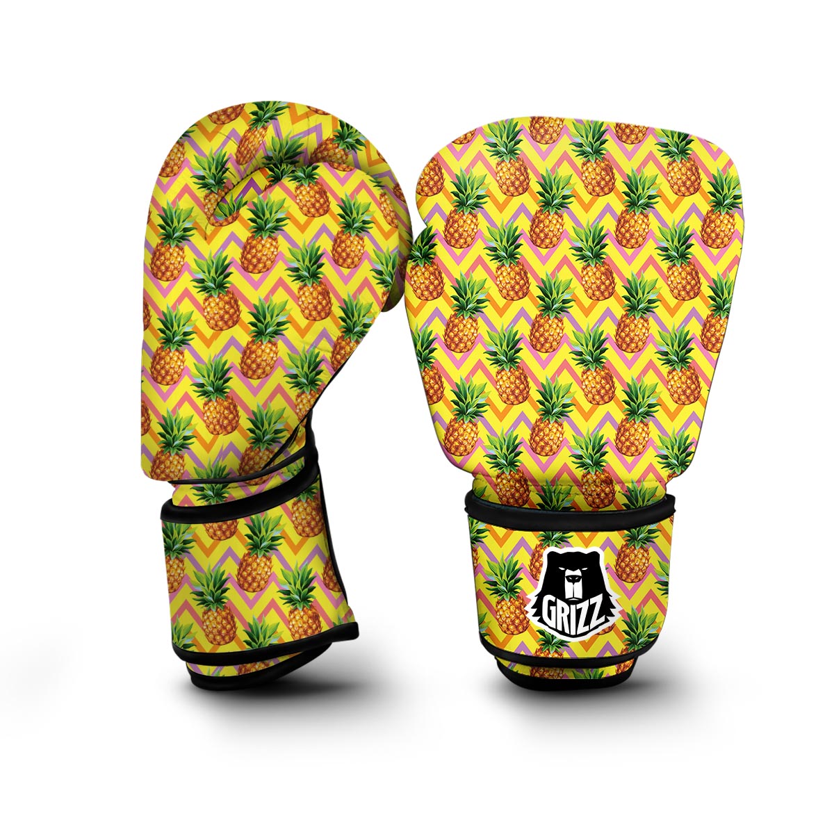 Edm Yellow Pineapple Print Boxing Gloves-grizzshop