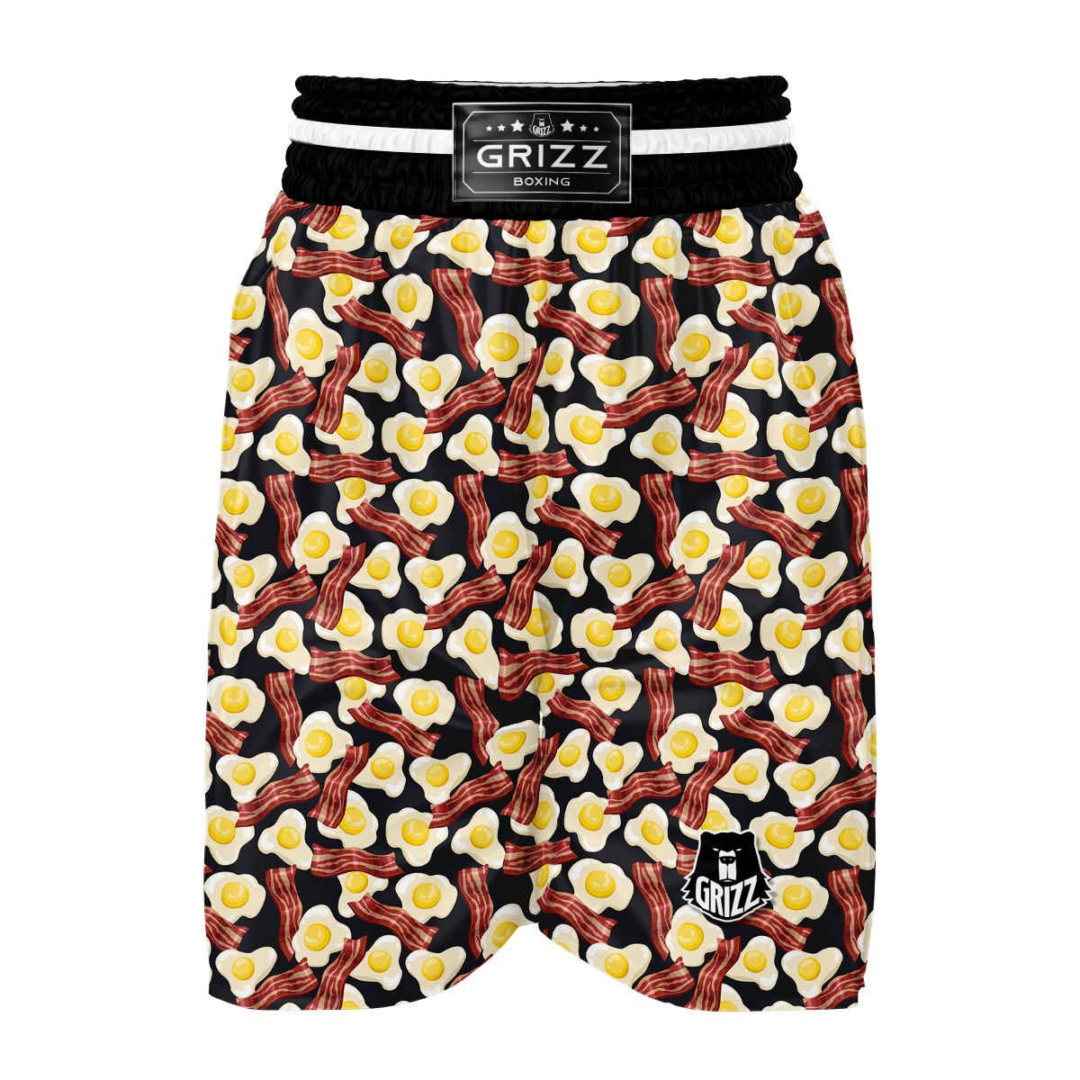 Egg Bacon Pattern Print Boxing Shorts-grizzshop