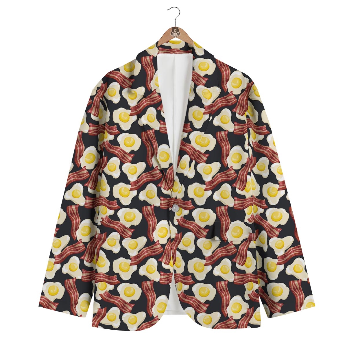 Egg Bacon Pattern Print Men's Blazer-grizzshop
