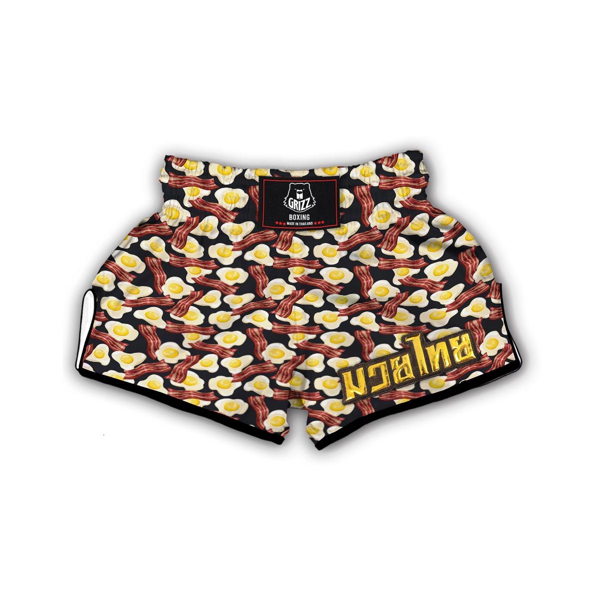 Egg Bacon Pattern Print Muay Thai Boxing Shorts-grizzshop