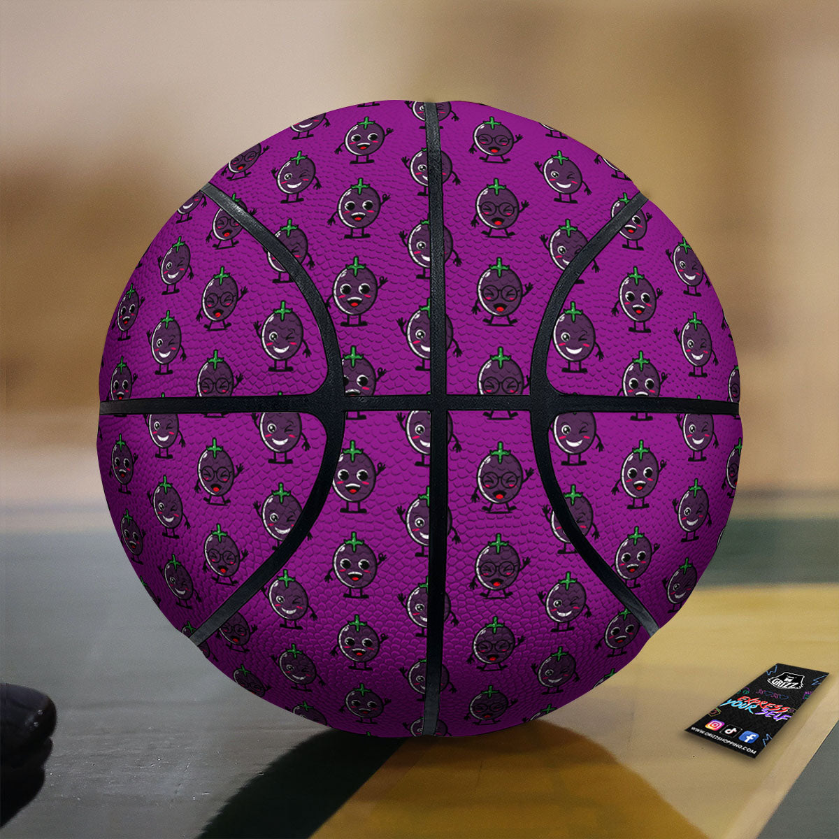 Eggplant Cartoon Print Pattern Basketball-grizzshop