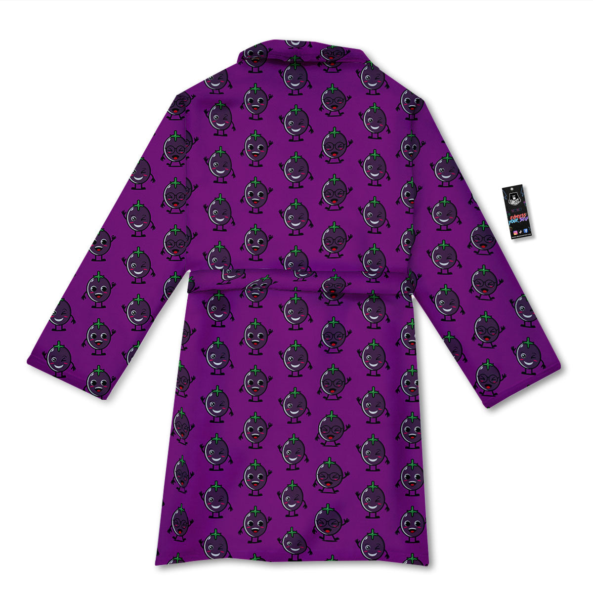 Eggplant Cartoon Print Pattern Bathrobe-grizzshop