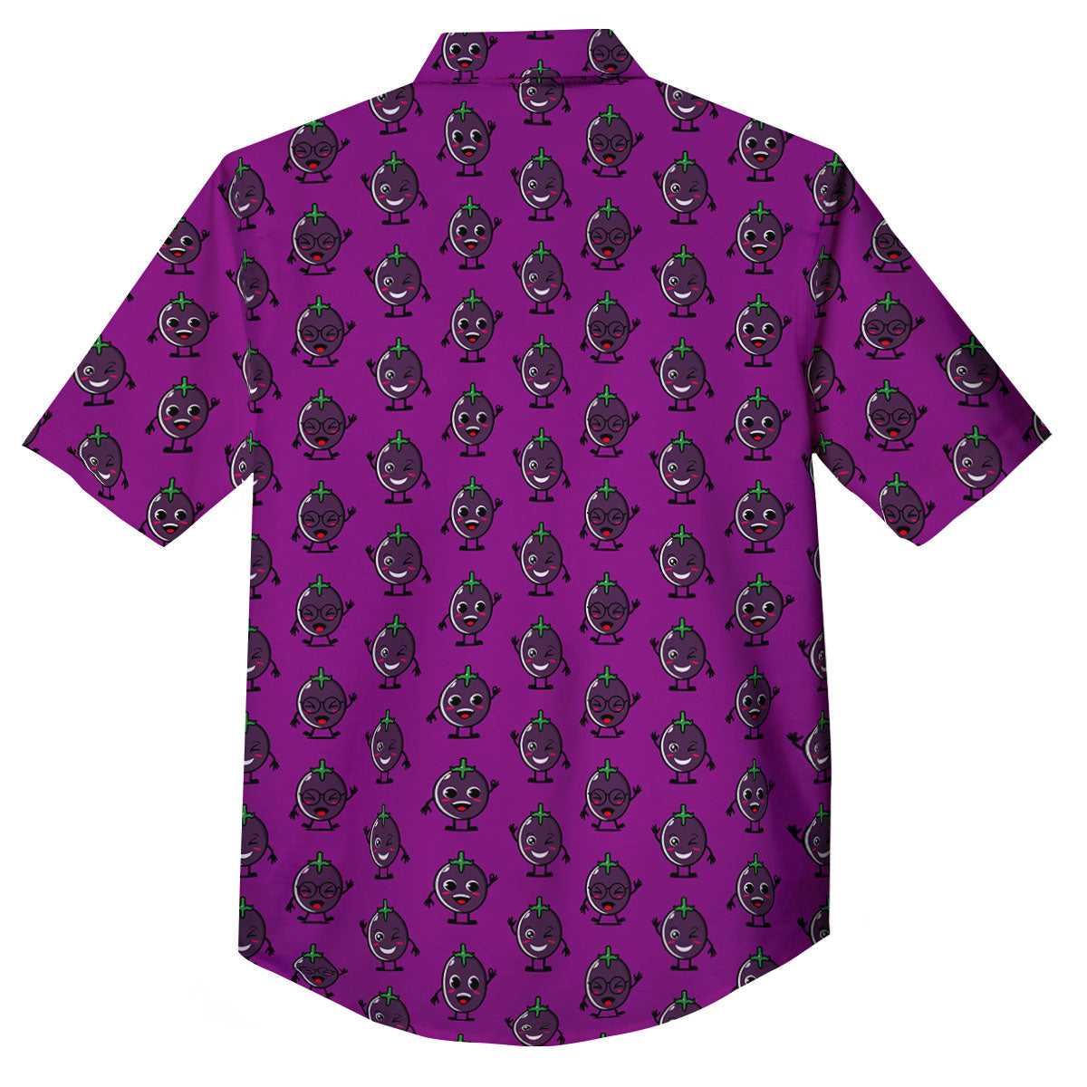 Eggplant Cartoon Print Pattern Button Up Shirt-grizzshop