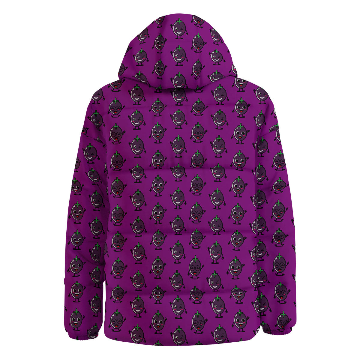 Eggplant Cartoon Print Pattern Down Jacket-grizzshop