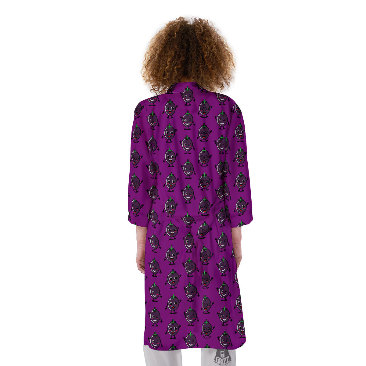 Eggplant Cartoon Print Pattern Kimono-grizzshop