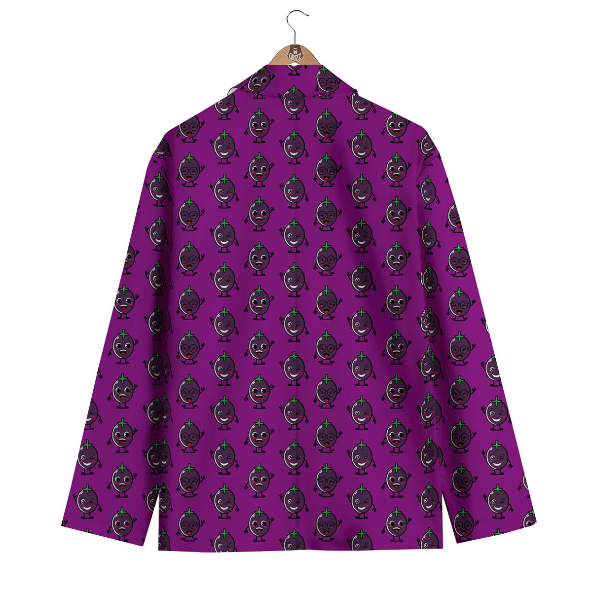 Eggplant Cartoon Print Pattern Men's Blazer-grizzshop