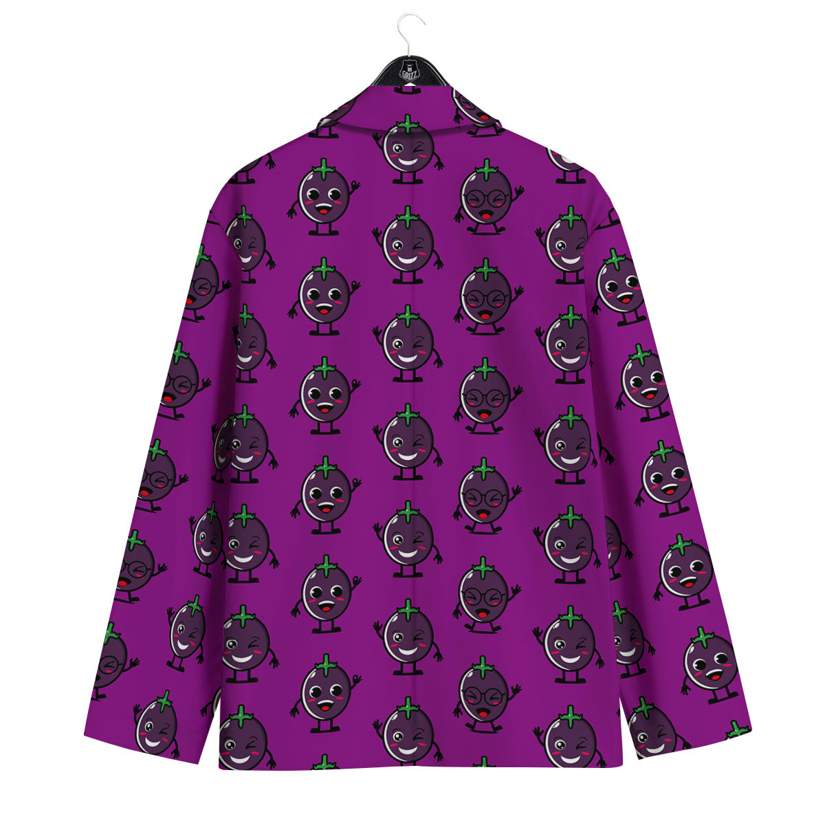 Eggplant Cartoon Print Pattern Men's Sport Coat-grizzshop