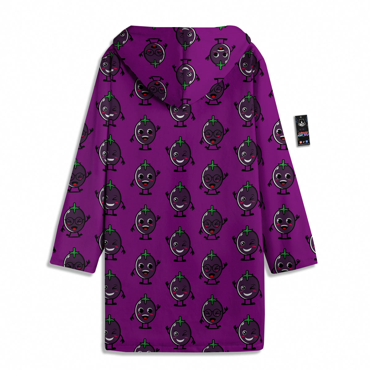 Eggplant Cartoon Print Pattern Men's Windbreaker Jacket-grizzshop