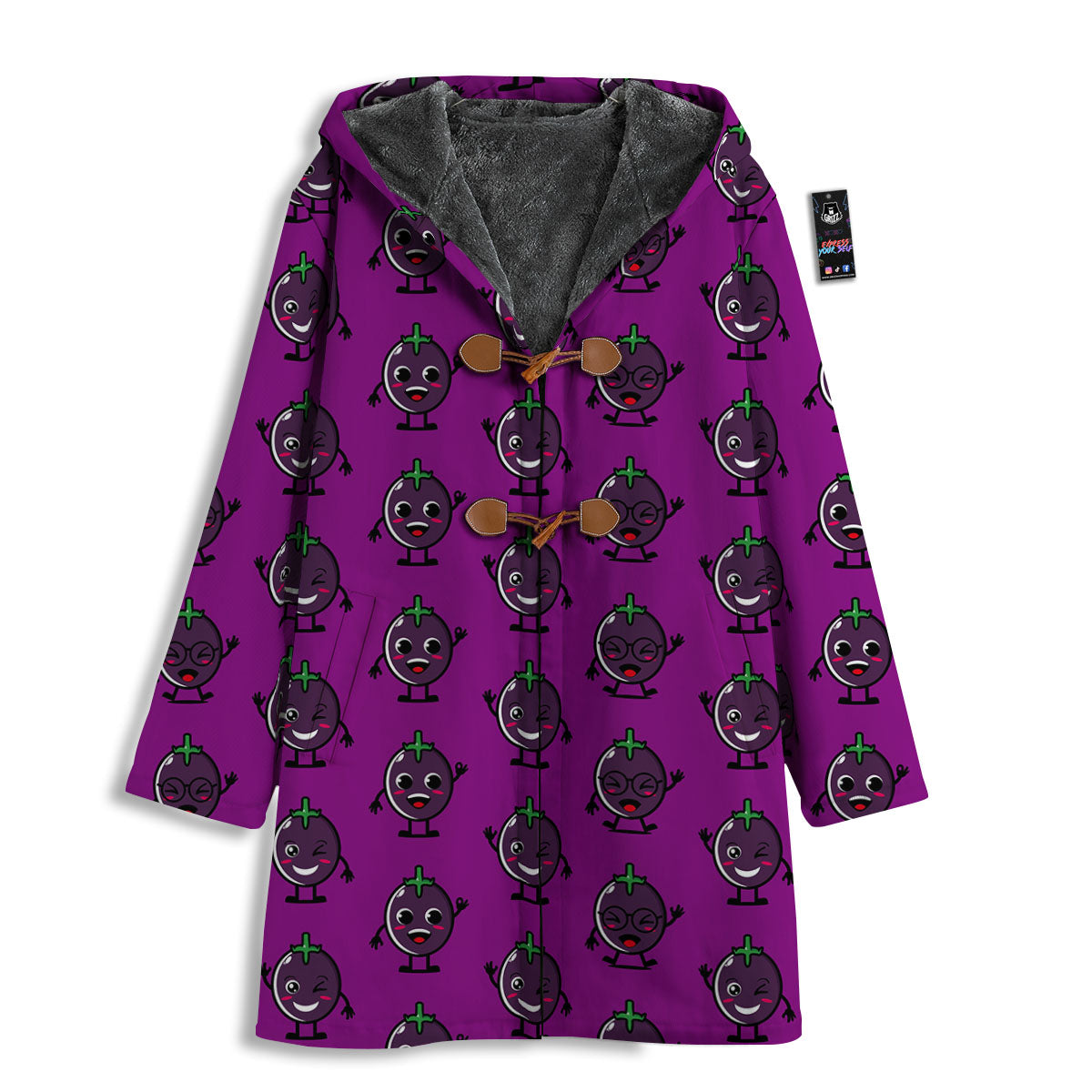 Eggplant Cartoon Print Pattern Men's Windbreaker Jacket-grizzshop