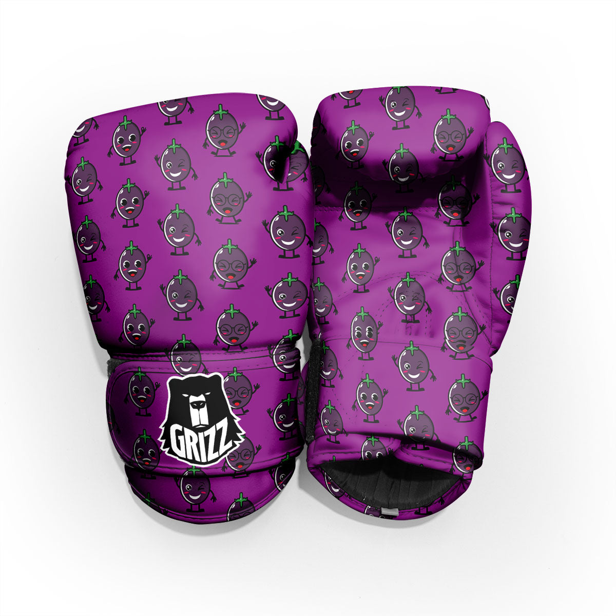 Eggplant Cartoon Print Pattern Pro Boxing Glove
