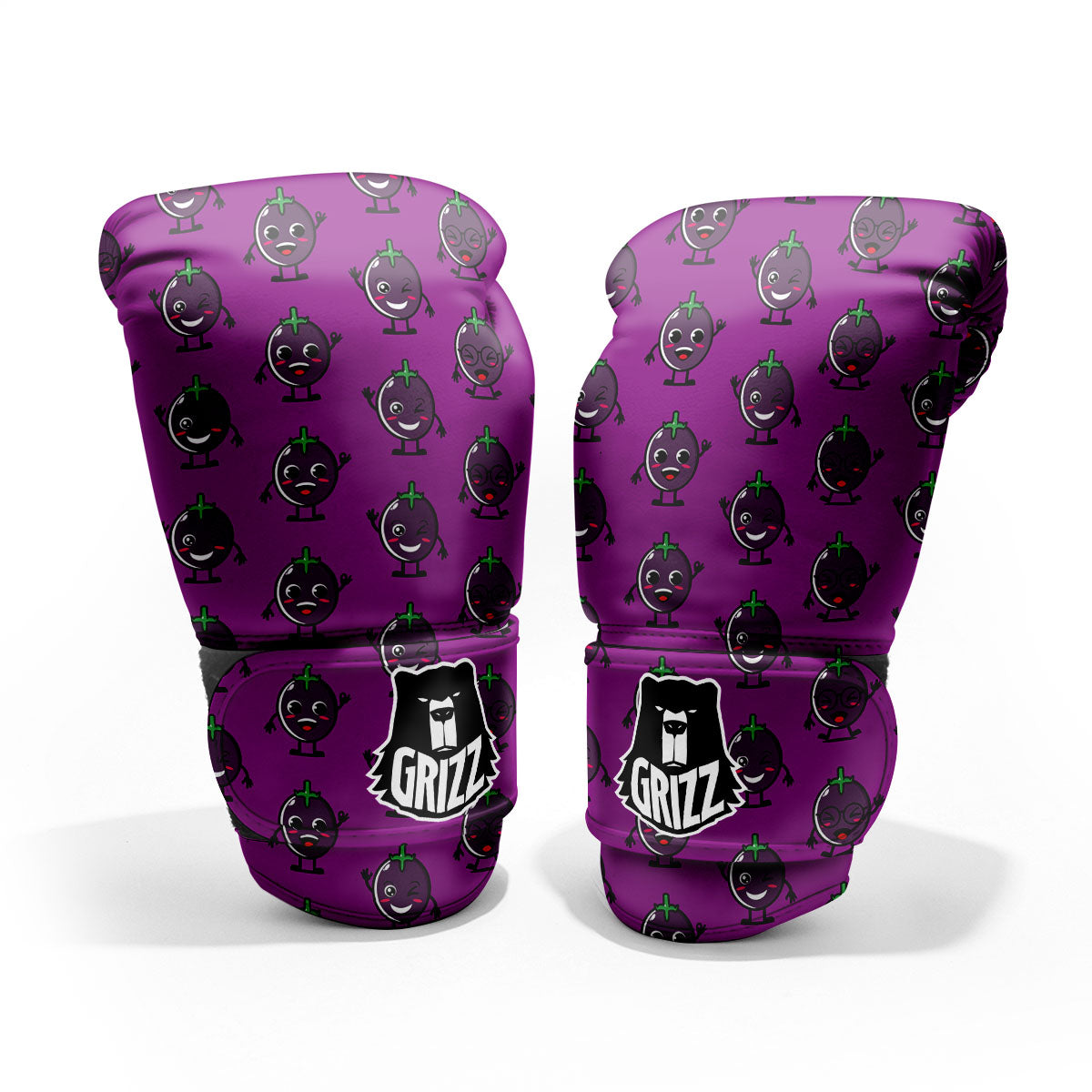 Eggplant Cartoon Print Pattern Pro Boxing Glove