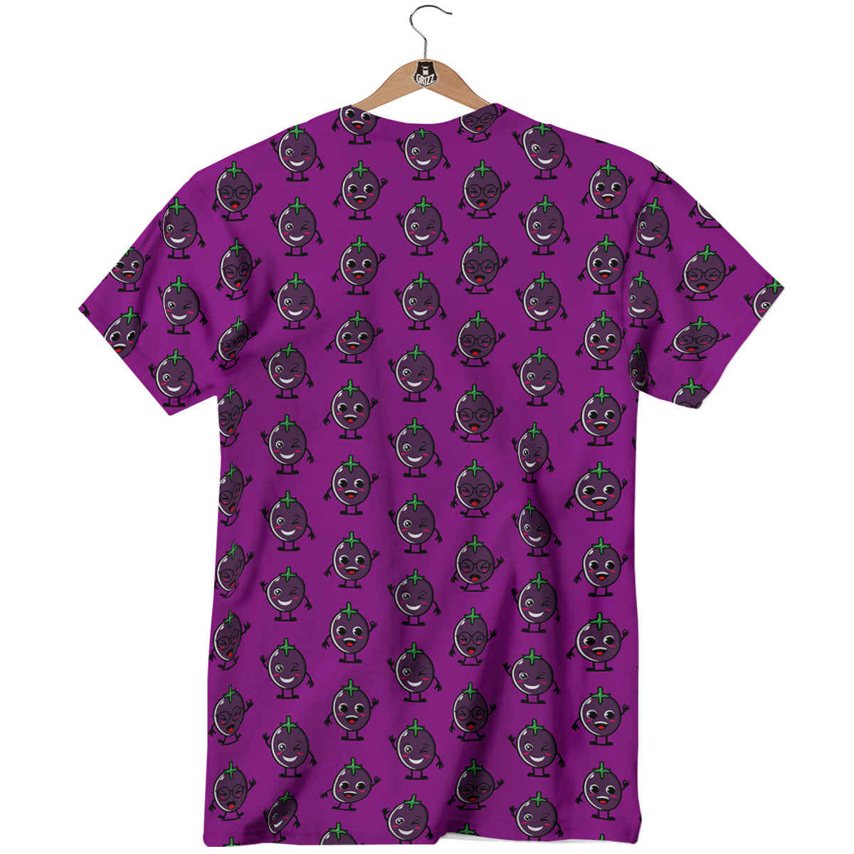 Eggplant Cartoon Print Pattern T-Shirt-grizzshop