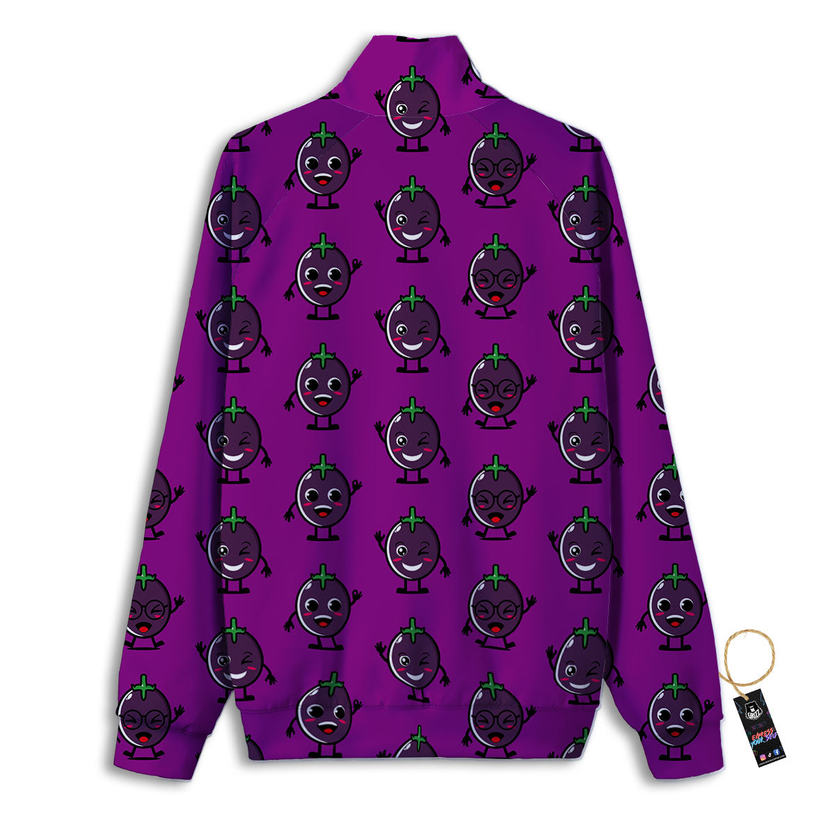 Eggplant Cartoon Print Pattern Track Jacket-grizzshop