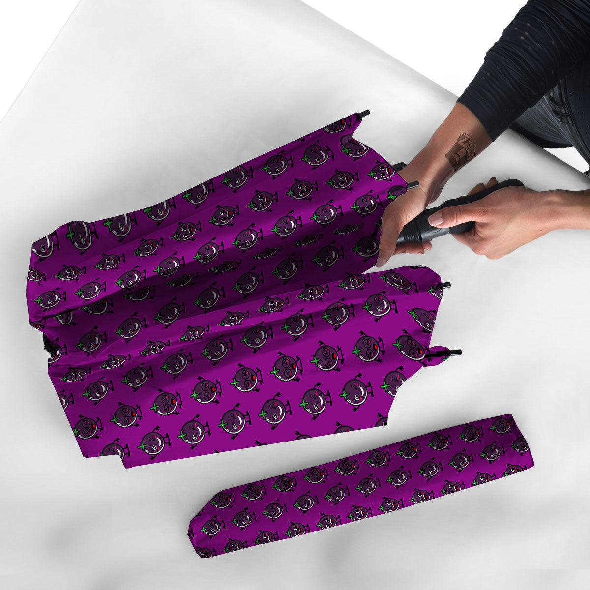 Eggplant Cartoon Print Pattern Umbrella-grizzshop