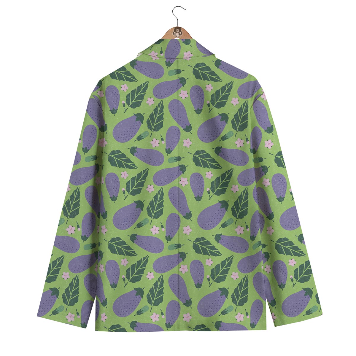Eggplant Cute Pattern Print Men's Blazer-grizzshop