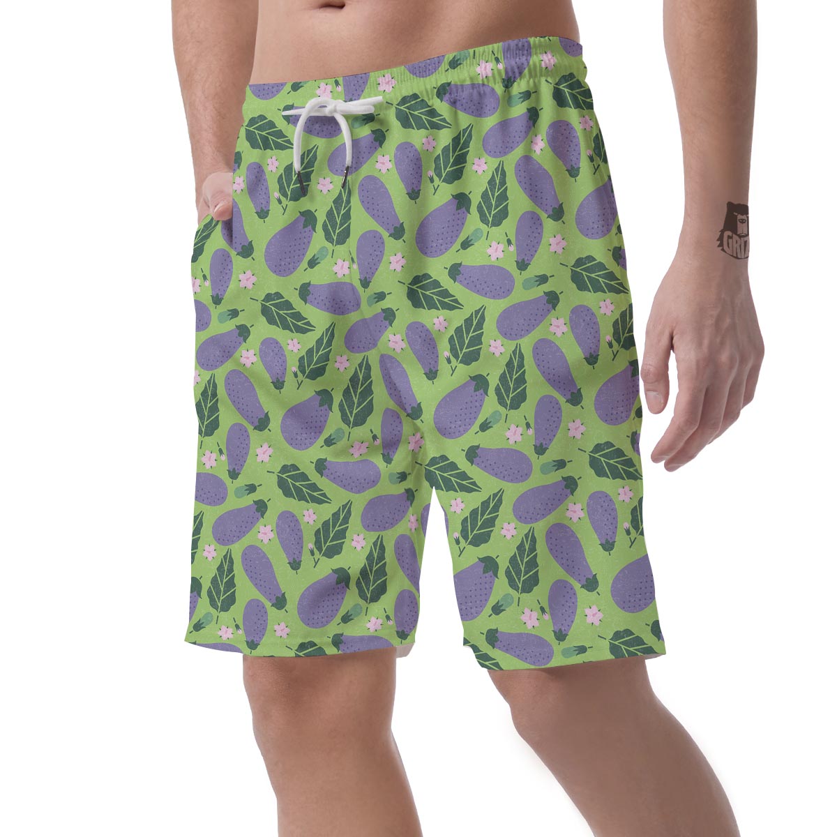 Eggplant Cute Pattern Print Men's Shorts-grizzshop