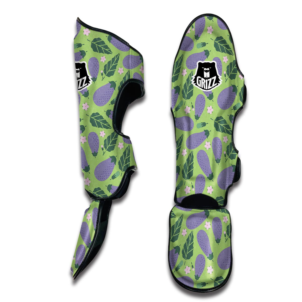 Eggplant Cute Pattern Print Muay Thai Shin Guards-grizzshop