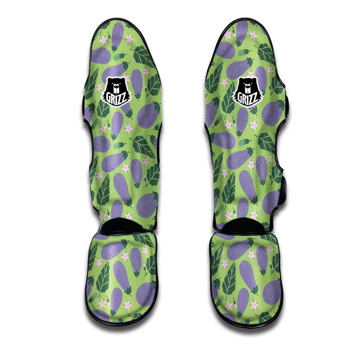 Eggplant Cute Pattern Print Muay Thai Shin Guards-grizzshop