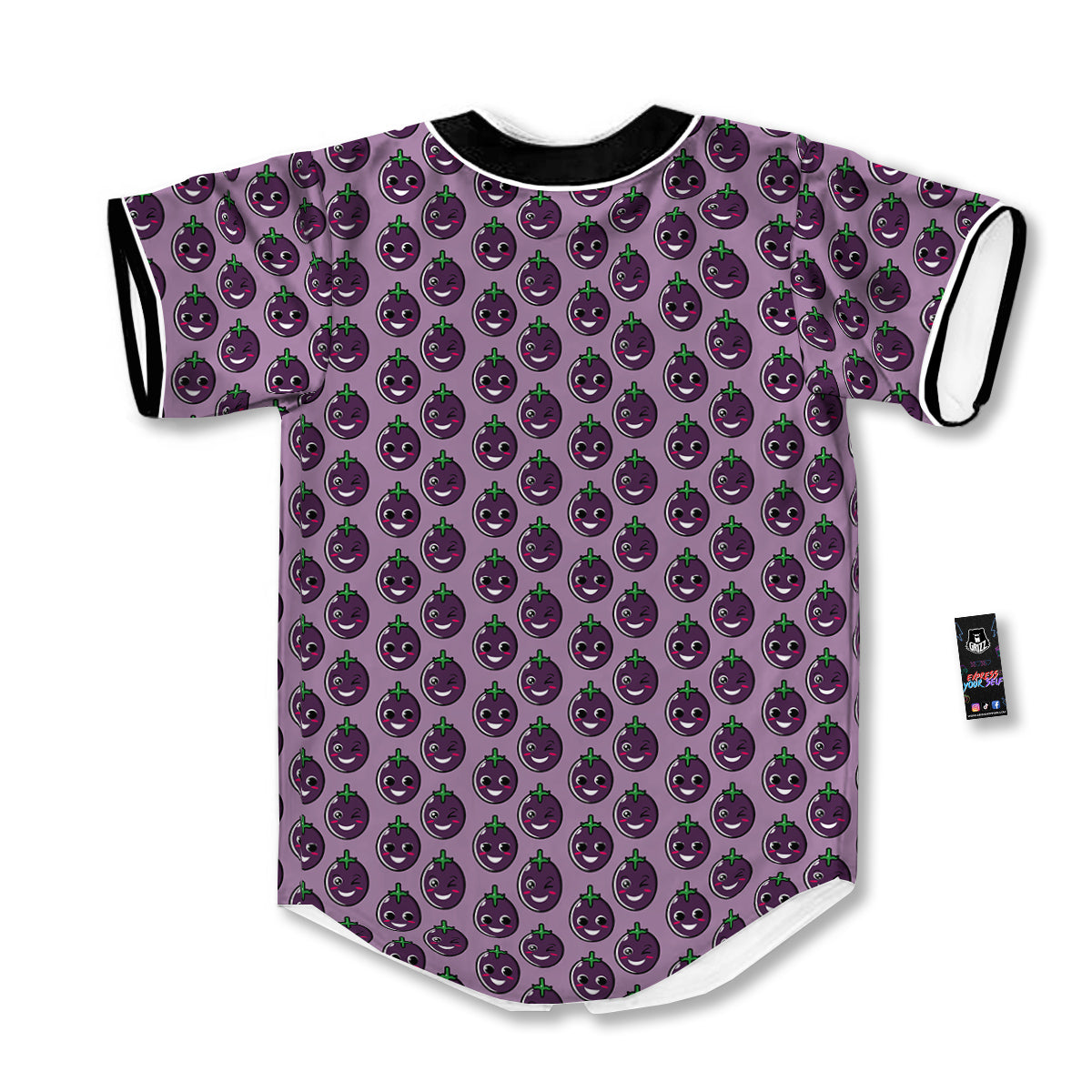 Eggplant Cute Print Pattern Baseball Jersey-grizzshop