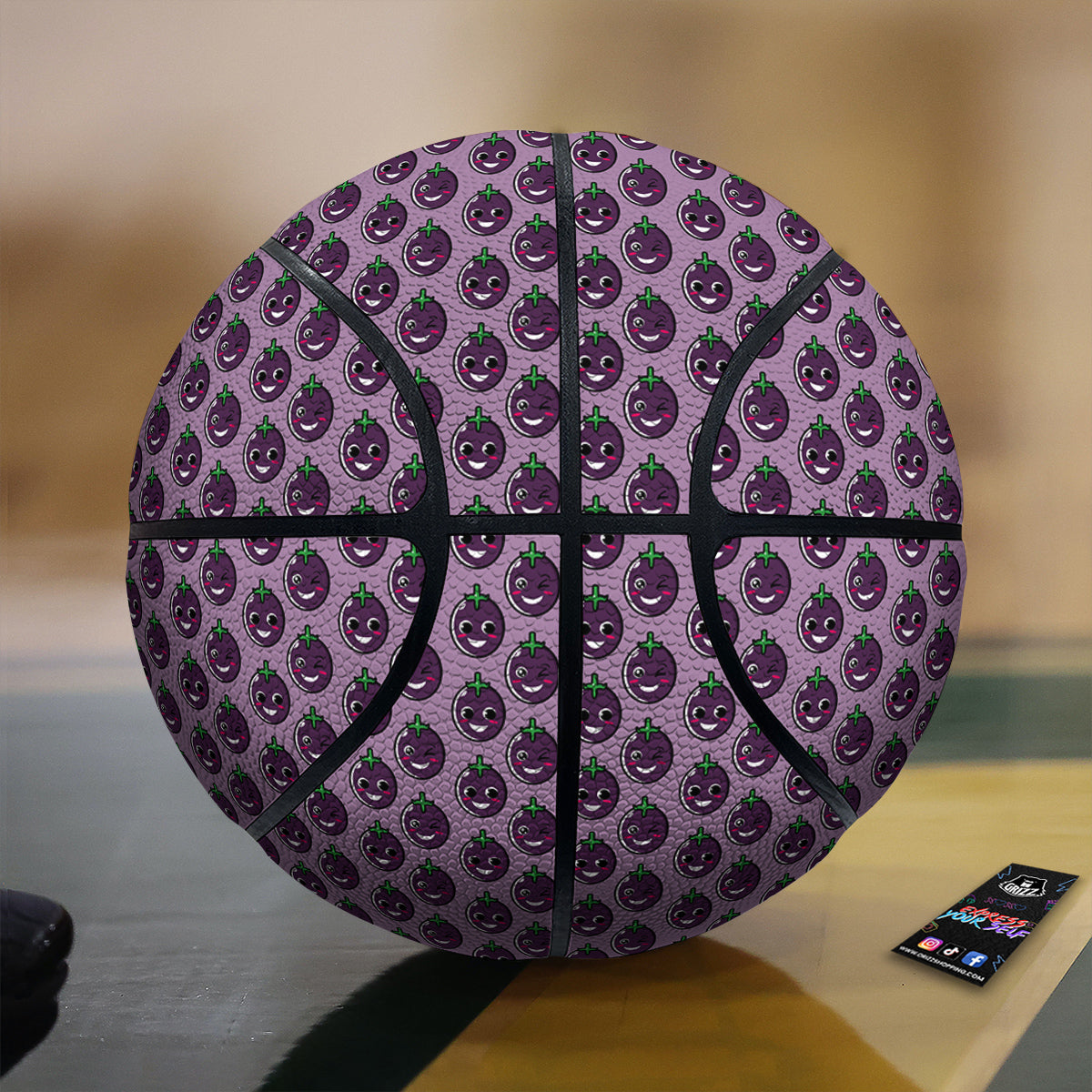 Eggplant Cute Print Pattern Basketball-grizzshop