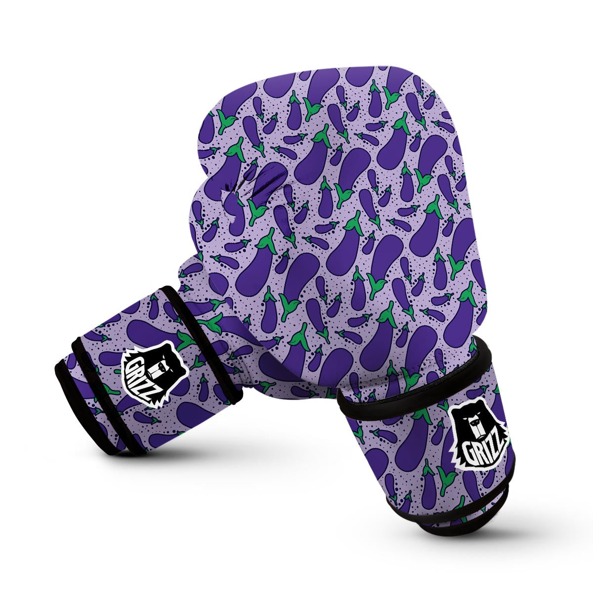 Eggplant Cute Print Pattern Boxing Gloves-grizzshop