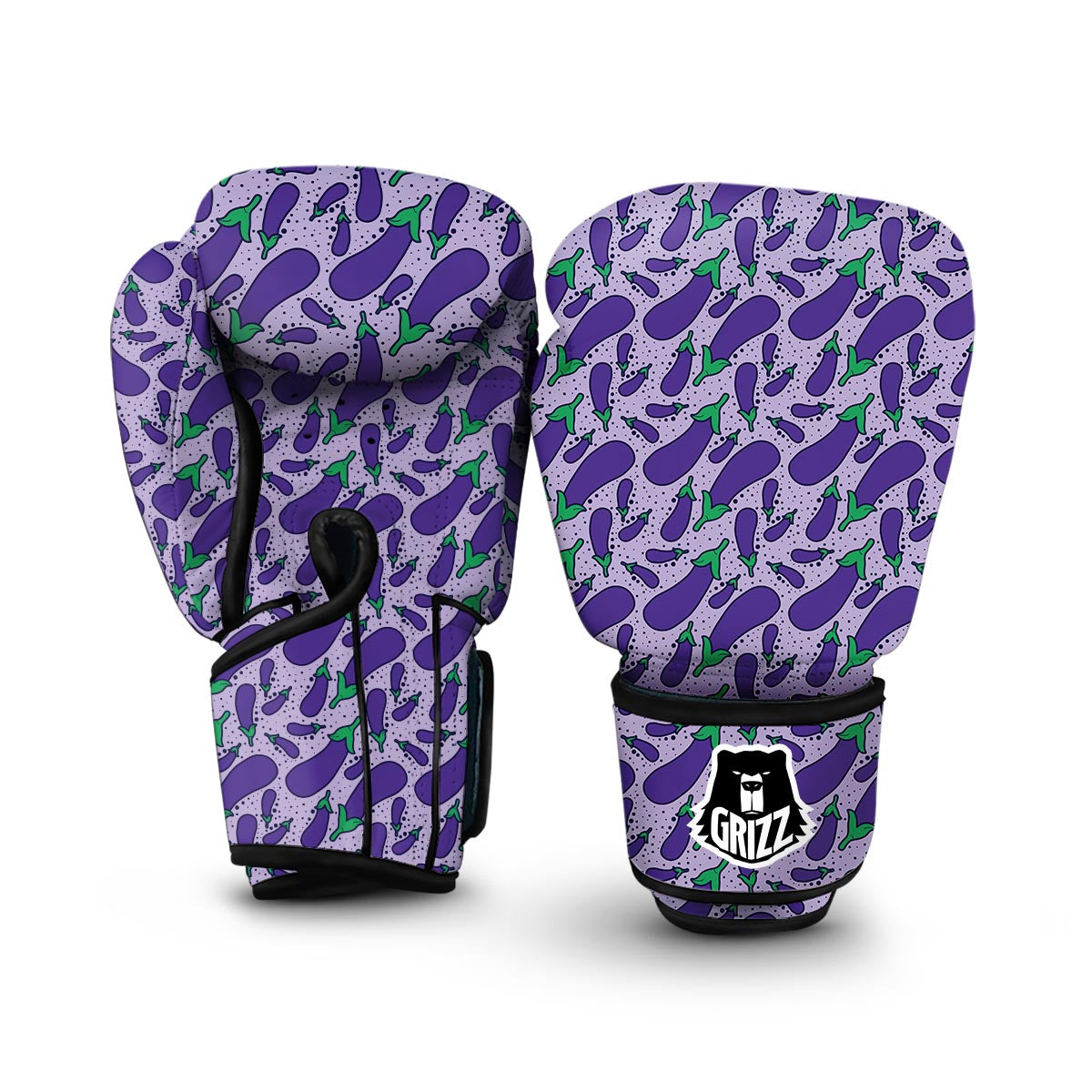 Eggplant Cute Print Pattern Boxing Gloves-grizzshop