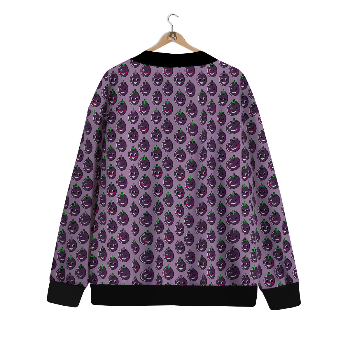 Eggplant Cute Print Pattern Cardigan-grizzshop