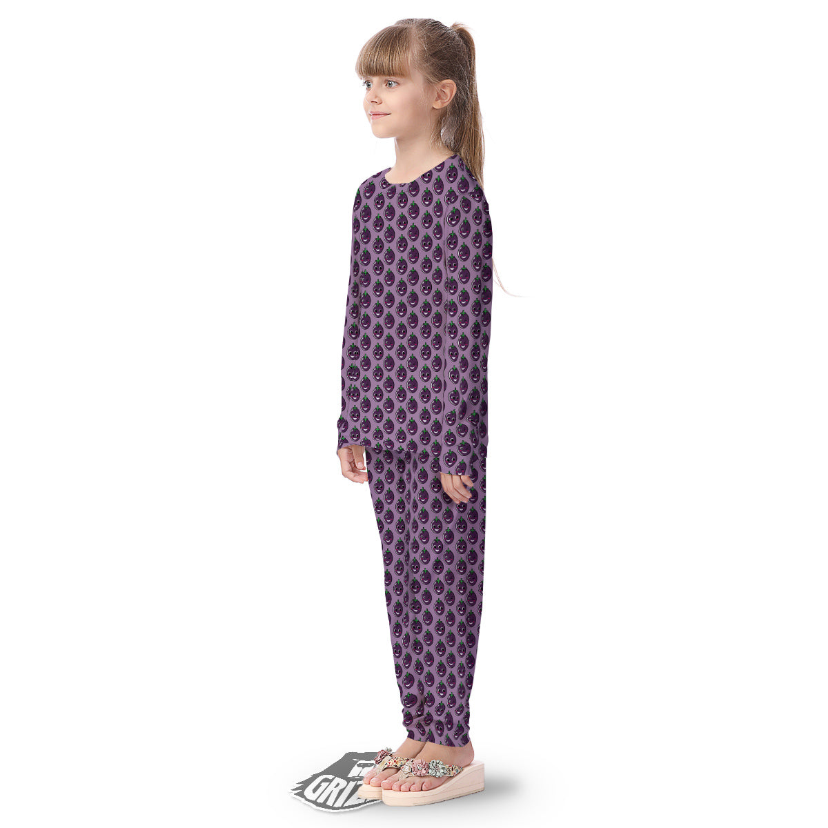 Eggplant Cute Print Pattern Kid's Pajamas-grizzshop