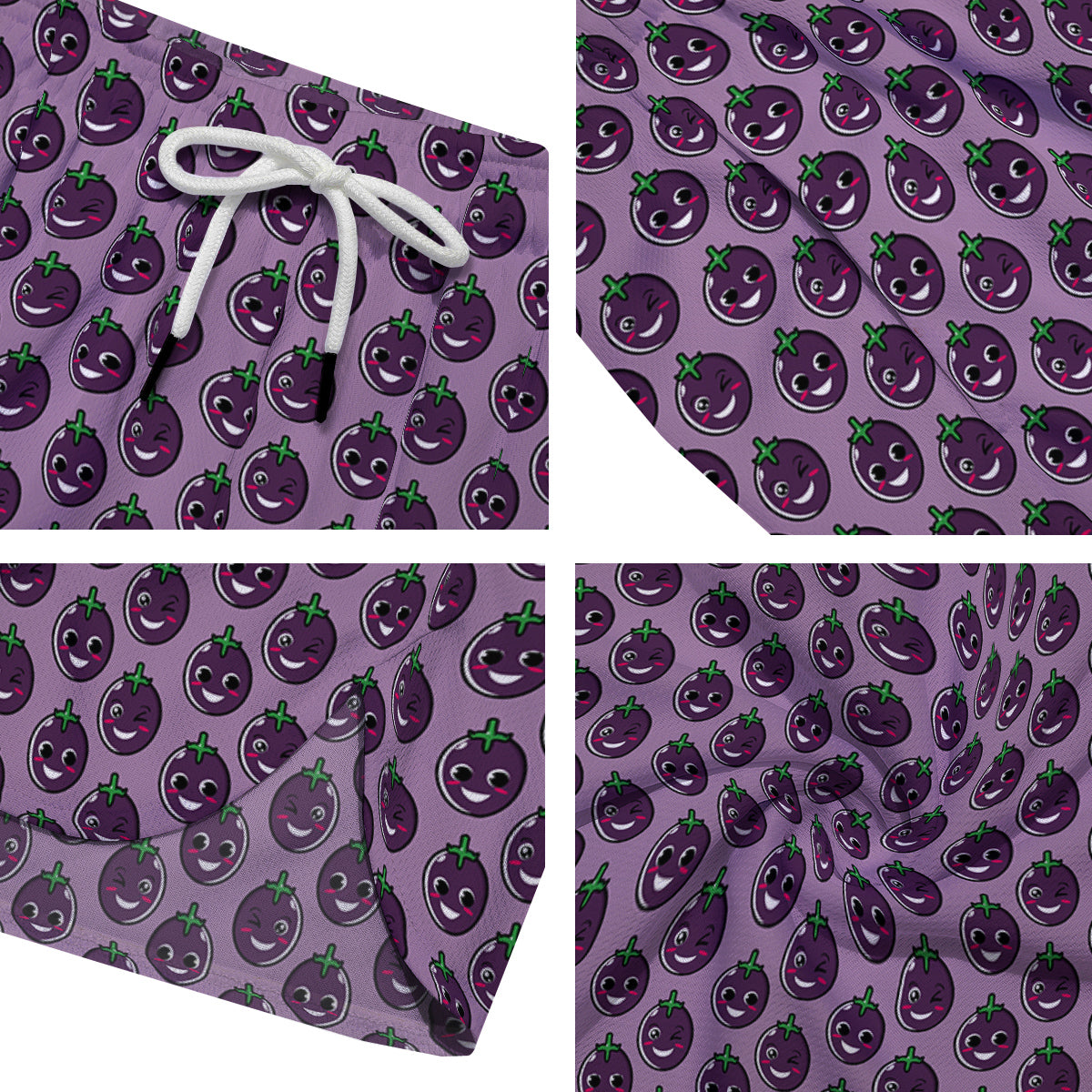 Eggplant Cute Print Pattern Men's Running Shorts-grizzshop