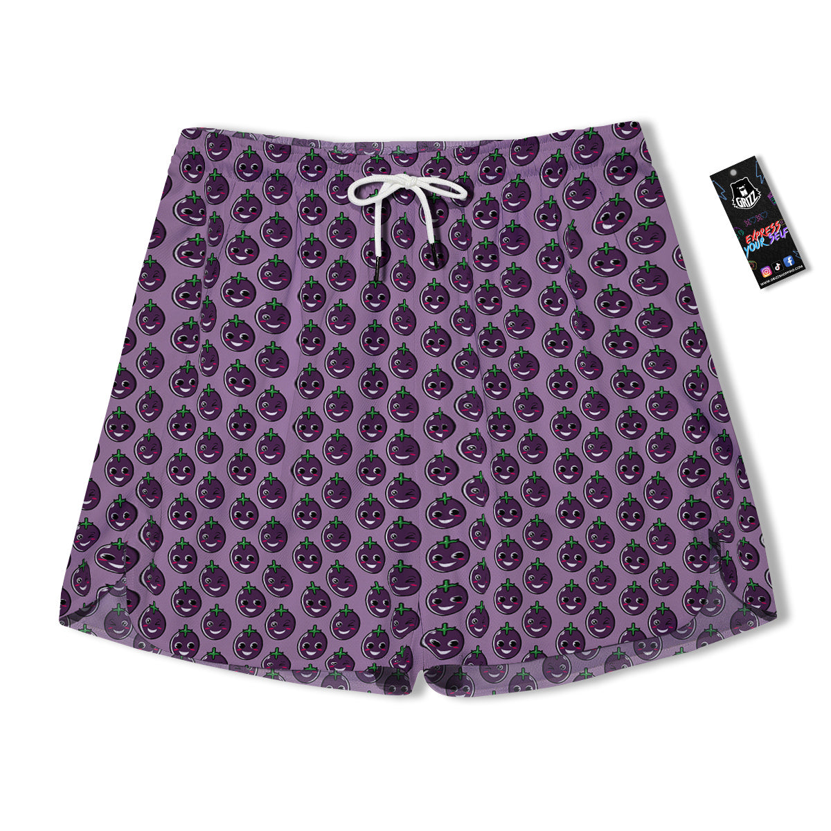 Eggplant Cute Print Pattern Men's Running Shorts-grizzshop