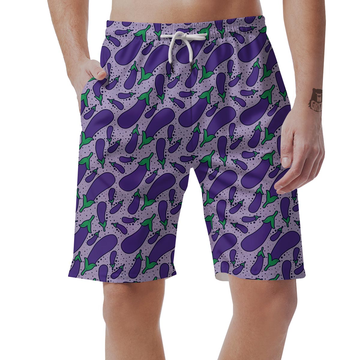 Eggplant Cute Print Pattern Men's Shorts-grizzshop