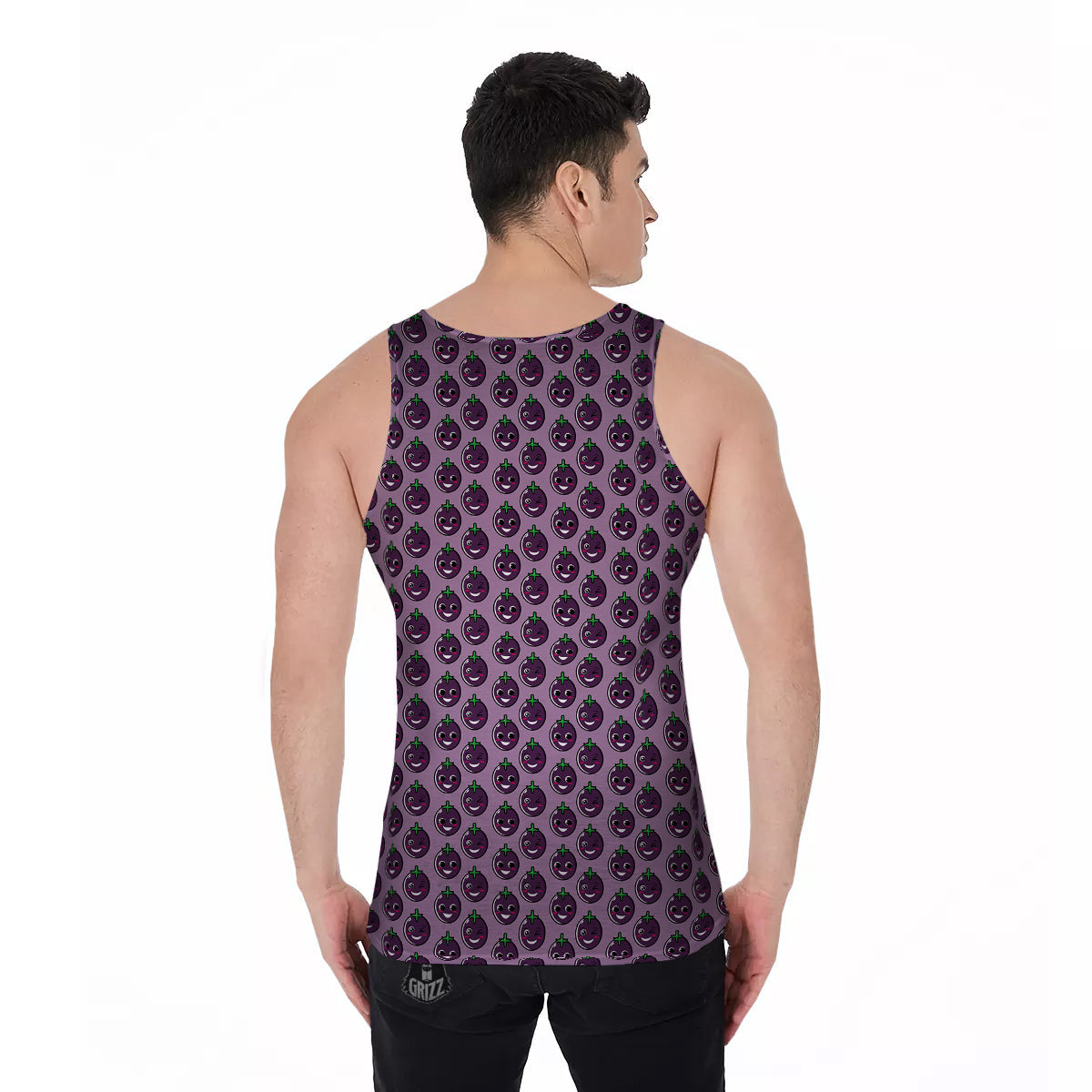 Eggplant Cute Print Pattern Men's Tank Top-grizzshop
