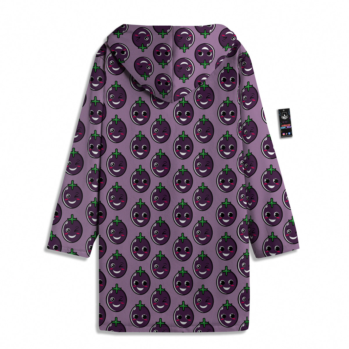 Eggplant Cute Print Pattern Men's Windbreaker Jacket-grizzshop