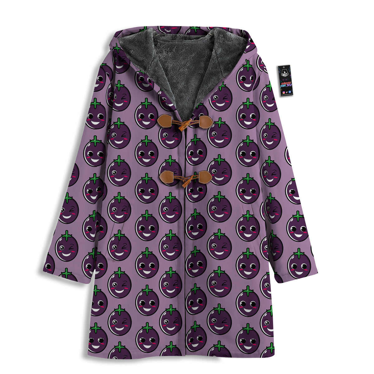 Eggplant Cute Print Pattern Men's Windbreaker Jacket-grizzshop