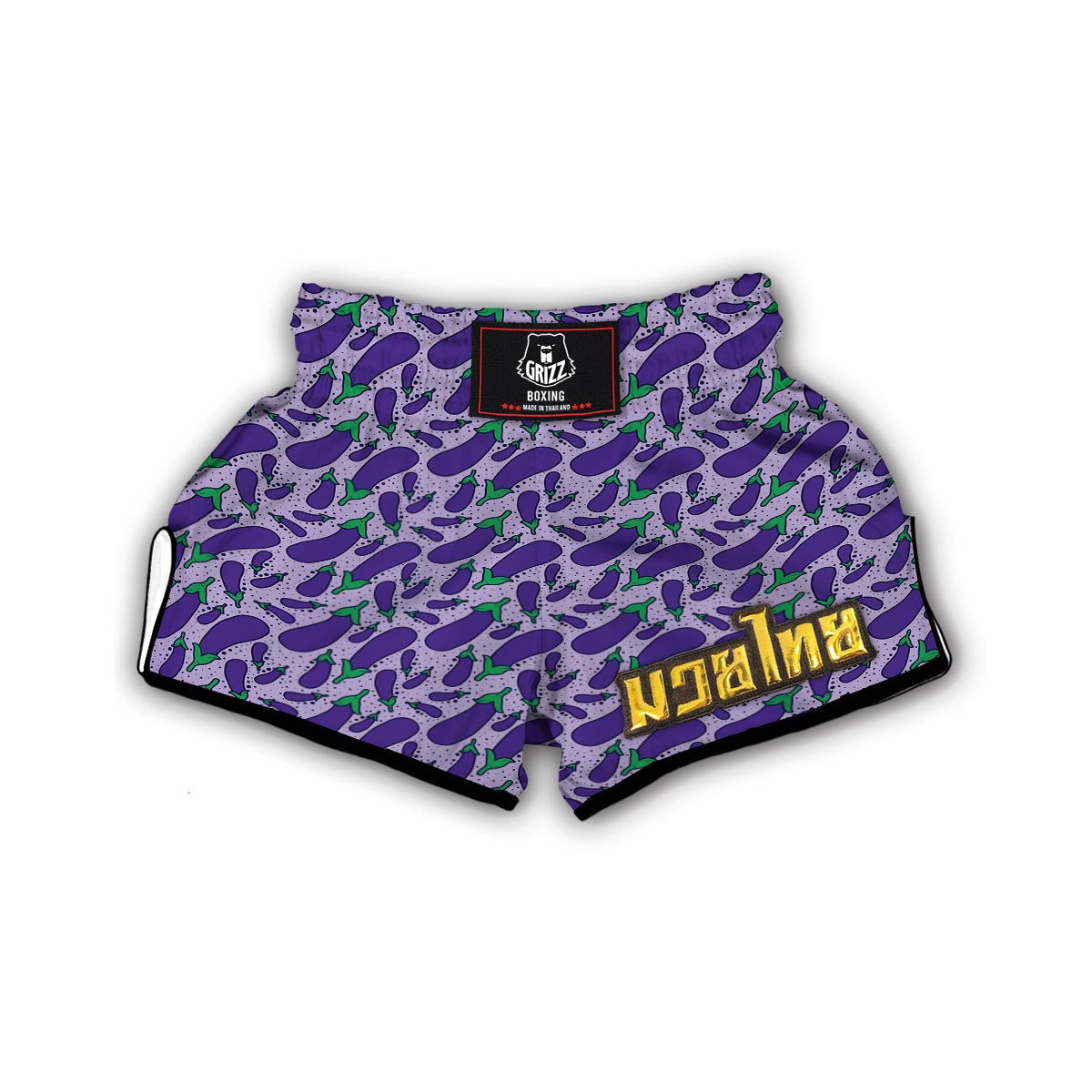 Eggplant Cute Print Pattern Muay Thai Boxing Shorts-grizzshop