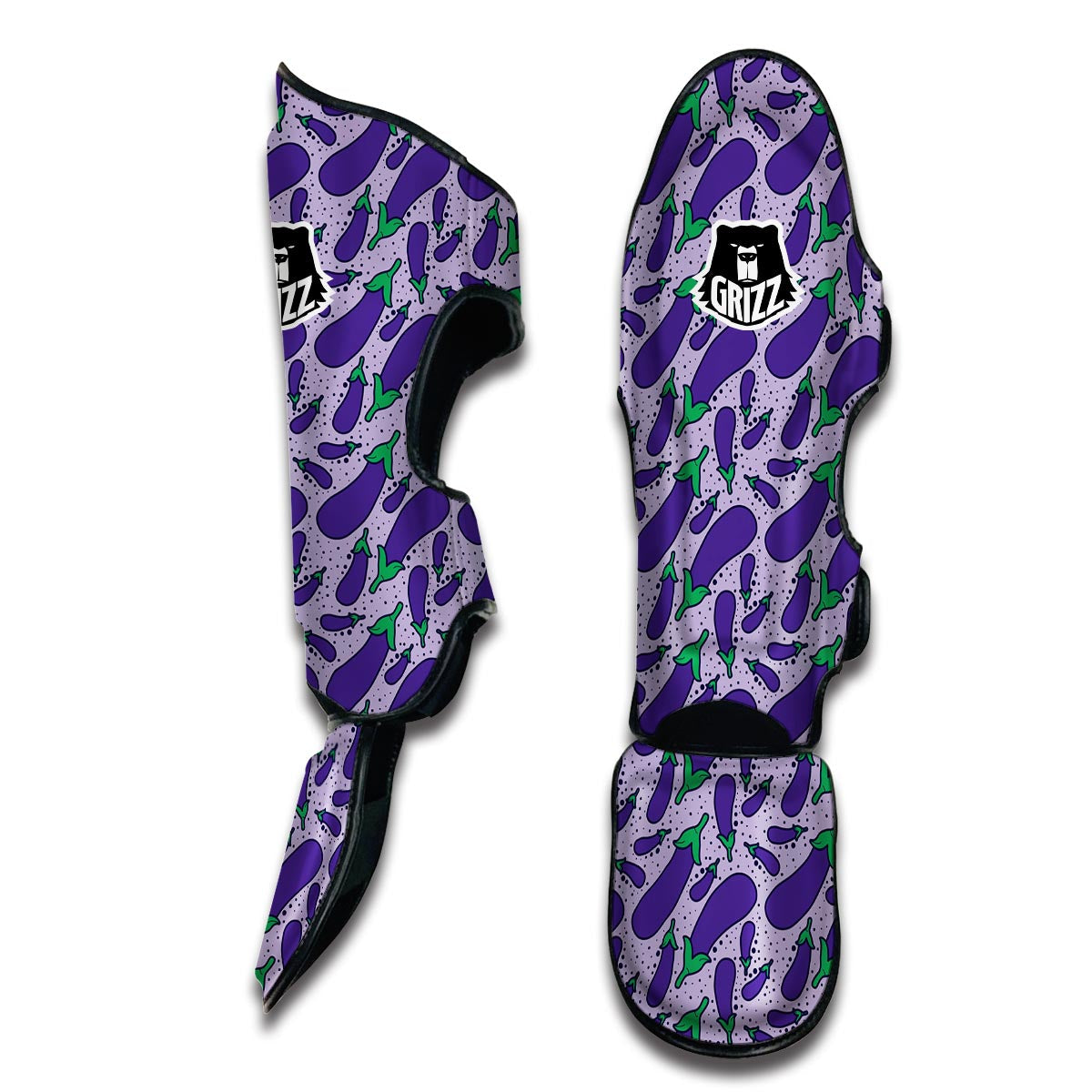 Eggplant Cute Print Pattern Muay Thai Shin Guards-grizzshop