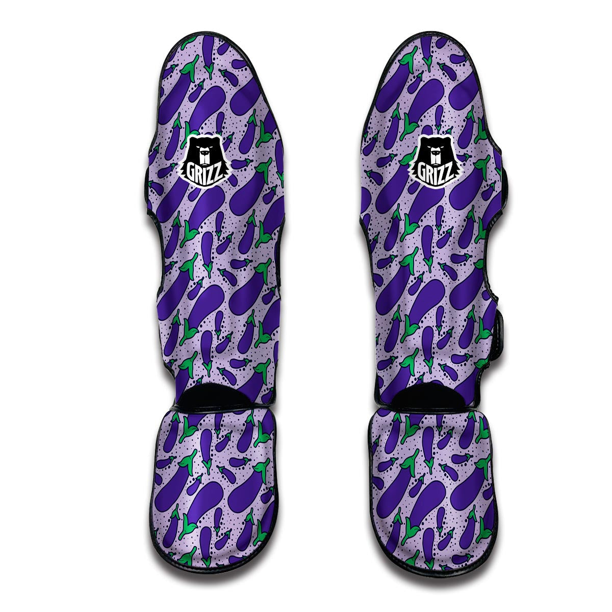 Eggplant Cute Print Pattern Muay Thai Shin Guards-grizzshop