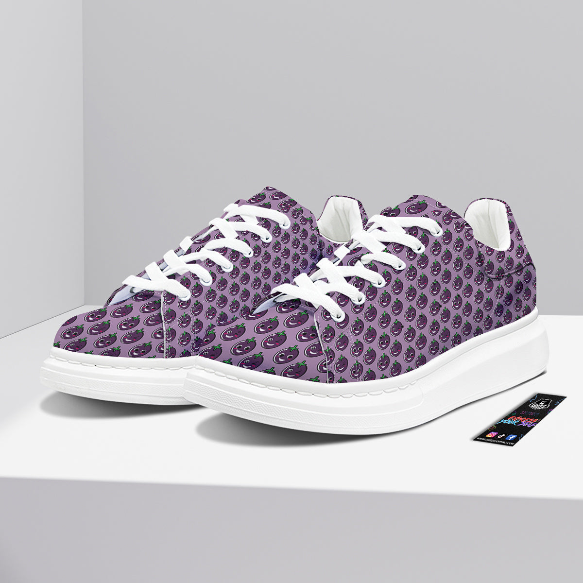 Eggplant Cute Print Pattern Platform Shoes-grizzshop